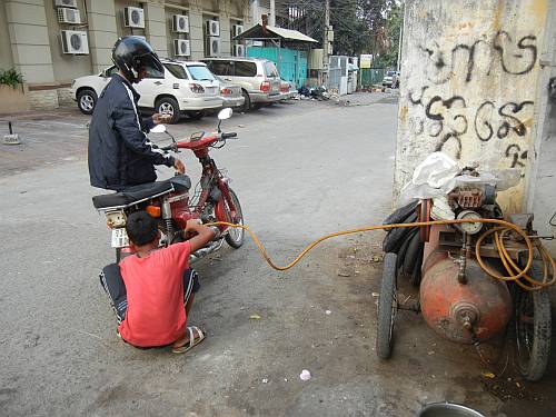 Putting air in a tire